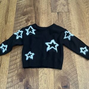 NWT Splendid Girl’s Black Fuzzy Star Sweater Size 12-18M